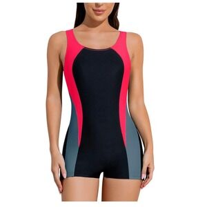 Charmo Swimsuit One Piece Colorblock Racerback Athletic Swim Romper SZ XL